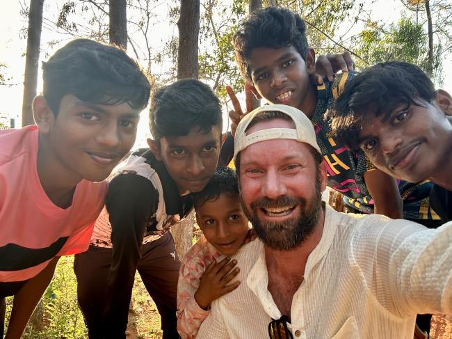 Post run with the kids in India